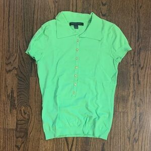 Express Studio Lime Green Button Down Polo Shirt